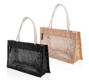 תיק יוטה משולב PVC שקוף – דגם מינט